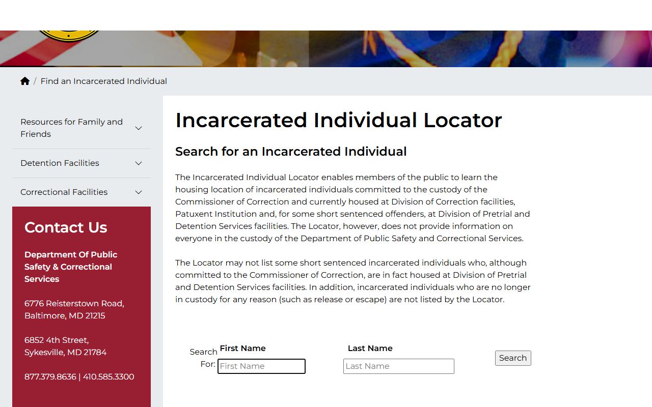 Maryland state custody search for St. Mary's County booking follow-up