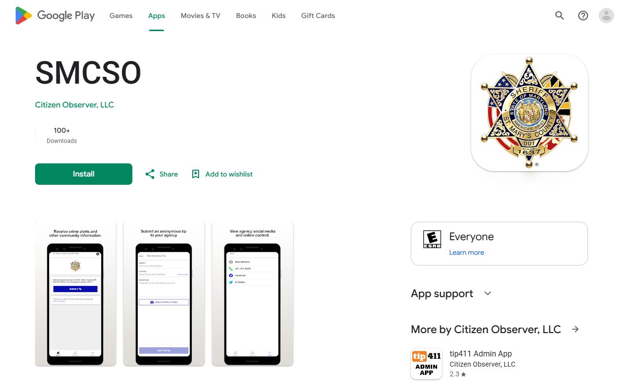 Official St. Mary's Sheriff alert app, not a mugshot feed